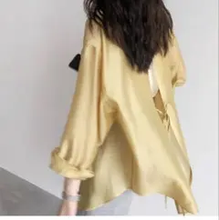 ABITOKYO バックリボンシアーBIGシャツ イエロー　Lのサムネイル