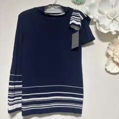 ⭐️Dueiavolessaネイビー タートルボーダー柄 ニット