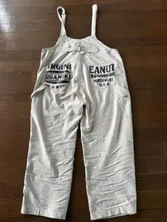 ベージュ ワイドレッグ サロペット