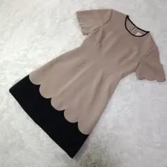 kate spade ワンピース ベージュ スカラップ袖裾