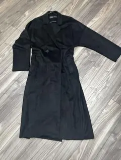 ZARA フェイクスエード ロングコート ブラック