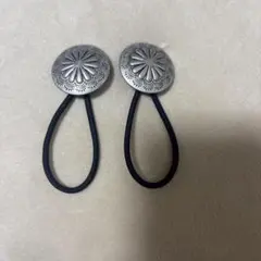 コンチョヘアゴム 2個セット シルバーカラー