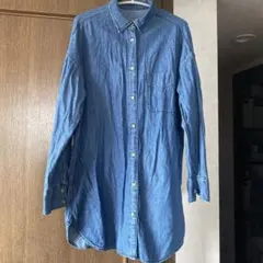 GU デニム長袖シャツミニワンピース青