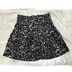 gapミニスカートヒョウ柄レオパードブラック系グレー系レーヨン