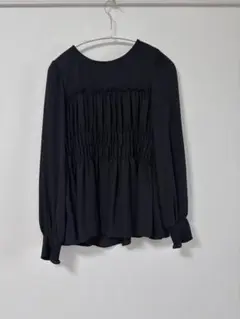 クチュールブローチ　美品　シャーリングブラウス　Lサイズ　チュール