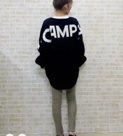 ★ キャンプセブン　オーバーサイズバックロゴ長袖ニット　プルオーバー　カジュアル