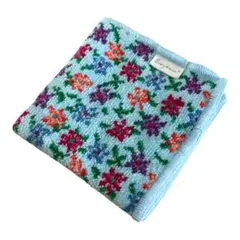 【新品未使用】Enjeau アーンジョー タオルハンカチ 小花柄 ブルーのサムネイル