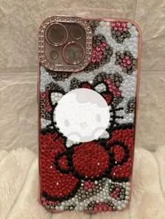 週末SALE★デコ電　iPhone13 iPhone14 ヒョウ柄ピンクホワイト