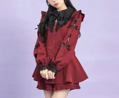 Secret Honey ゴスロリドレス 赤 　セットアップ Secret Honey（シークレットハニー）の「アクセサリーリボン付