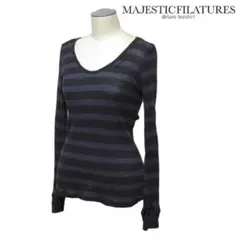 MAJESTIC FILATURES カシミア混ボーダーニットカットソー S相当のサムネイル