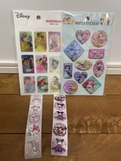 セリア　プリンセスウォーターシール　Disney 3Dシール