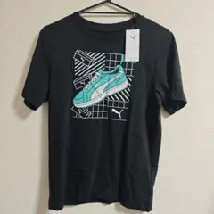 PUMA スニーカーグラフィック Tシャツ M ブラック/ターコイズ