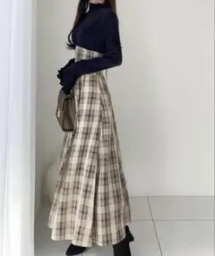 美品 mily bilet チェック柄 ロングワンピース