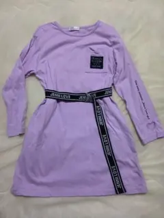 ジェニィ ラブ JENNI ベルト付き 長袖 ワンピース ラベンダー 130