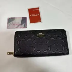 COACH 長財布 F53834 ブラック シグネチャー レディース