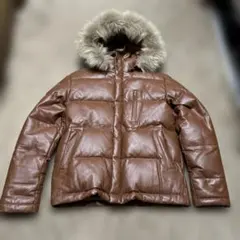 ロベルトマッシーニ　2way　レザー ダウンジャケット　ブラウン本革