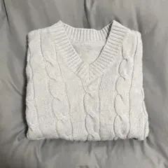 Vネック ケーブル編み ニット セーター