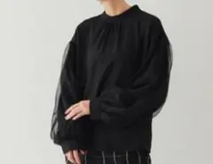 【1回着用のみ美品】オペークドットクリップ　チュールドッキングスリープ　ブラウス