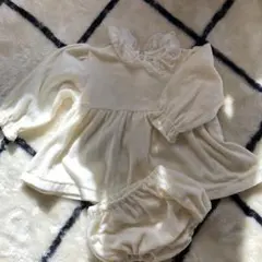クリーム色 ベビードレスセット　90㎝　パンツ付き　日本製
