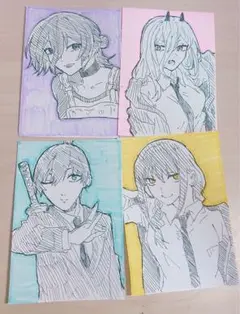 チェンソーマン マキマ パワー アキ レゼ アナログイラスト 手描きイラスト