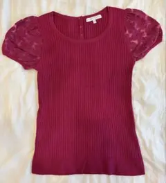 PROPORTION BODY DRESSING 半袖 ニット レース袖 ピンク