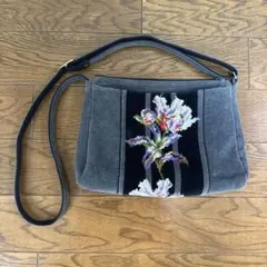 美品☆ FEILER フェイラー 花柄 ショルダーバッグ グレー