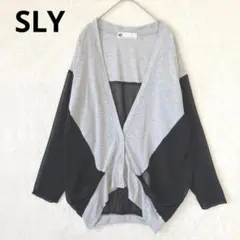 SLY スライ／カーディガン 長袖 切り替え シフォン 透け感 シースルー 黒