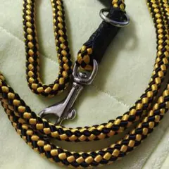 ナイロン製犬用リード 黒と黄 約1.5m　中型犬　２本セット