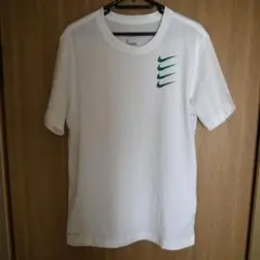 NIKE Tシャツ 4連スウッシュ サイズM ホワイト×グリーン