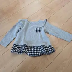 フリル付きグレーTシャツ 90サイズ