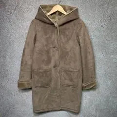 BEAUTY&YOUTH フェイクムートンコート フード付き ロングコート