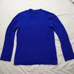 ESTNATION カシミア100%Vネックニットセーター 青のサムネイル