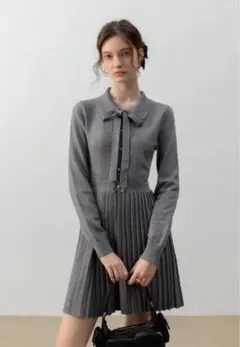 最終値下げ！EGGKA グレー ニット ワンピース