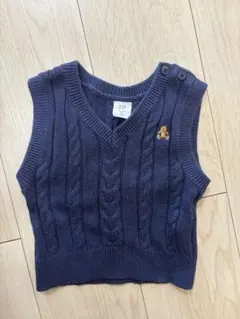 GAP3-6mネイビー ケーブル編み ベビーベスト