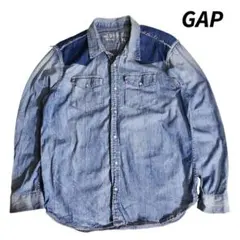 GAP ビンテージ加工・ウエスタン調・長袖デニムシャツ・ライトブルー 85182