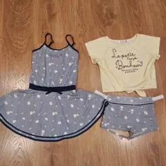 ☆美品☆ポンポネット　140　ナルミヤ　ワンピース　水着　ラッシュガード　胸二重