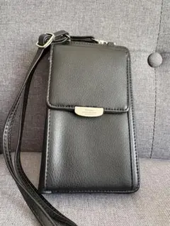 ミニショルダーバッグ ブラック スマホポーチ コンパクト 斜めがけ