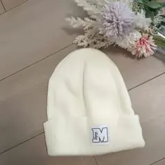 新品　MR.ENJOY DA MONEY　白のニット帽 ロゴ付き