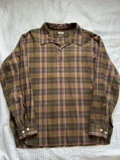 PHIGVEL Makers & Co. 長袖シャツ ネイビー/ブラウンチェック PHIGVEL