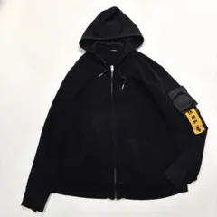 【メンズL】DIESEL　ディーゼル　ワッフル　ジップパーカー 　ロゴテープ　黒のサムネイル