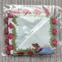 【近沢レース】シーズンタオルハンカチ♡一富士二鷹三茄子 パウダーブルー