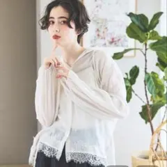 即日発送‼️ニコアンド　レーストリムフーディシャツ Lのサムネイル