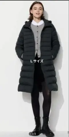ユニクロ　ウルトラライトダウンロングコート　Ｌサイズ　 ブラック　美品