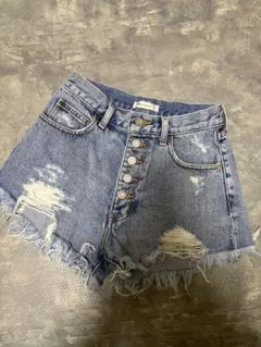 MOUSSY ダメージ加工 ハイウエストショートパンツ