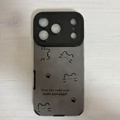 iPhone17pro ケース 猫デザイン グレー