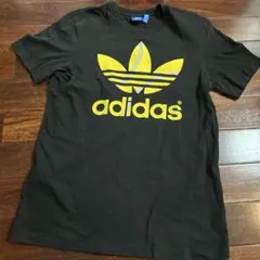 adidas トレフォイル Tシャツ M 黒/黄色　古着