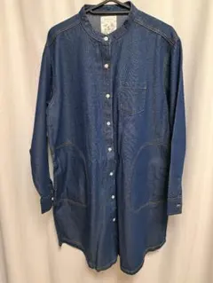デニムブルー シャツワンピース 長袖
