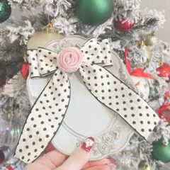 シフォンローズドットリボンクリップ