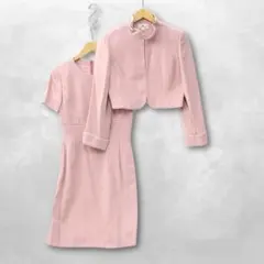エムズグレイシー ワンピース スタンドカラージャケット セットアップ ピンク