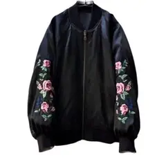 逸品◎リバーシブルスカジャン 花柄刺繍 丈64 ユニセックス